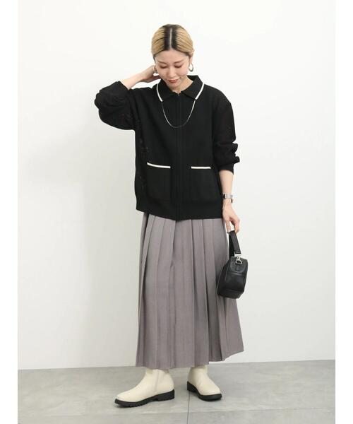 Samansa Mos2 blue(サマンサモスモスブルー)の「衿付ジップニットカーディガン(カーディガン/ボレロ・レディース・ブラック/ブルー/キナリ・F)」の9枚目の写真