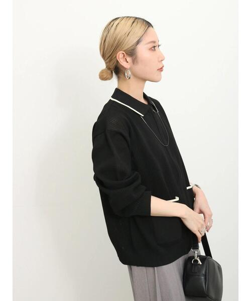 Samansa Mos2 blue(サマンサモスモスブルー)の「衿付ジップニットカーディガン(カーディガン/ボレロ・レディース・ブラック/ブルー/キナリ・F)」の20枚目の写真