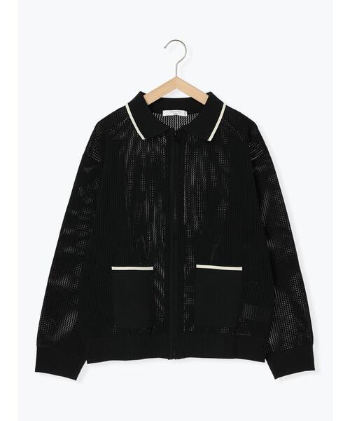 Samansa Mos2 blue(サマンサモスモスブルー)の「衿付ジップニットカーディガン(カーディガン/ボレロ・レディース・ブラック/ブルー/キナリ・F)」の13枚目の写真