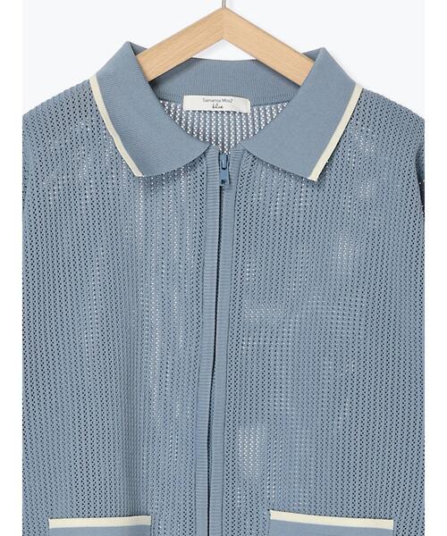 Samansa Mos2 blue(サマンサモスモスブルー)の「衿付ジップニットカーディガン(カーディガン/ボレロ・レディース・ブラック/ブルー/キナリ・F)」の8枚目の写真