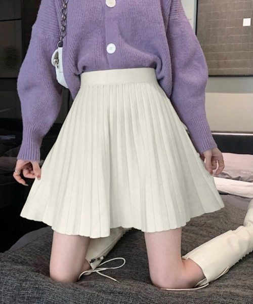Miniministore(ミニミニストア)の「プリーツスカート 編み レディース 韓国(スカート・レディース・ベージュ/アイボリー/ブラック・FREE)」の2枚目の写真