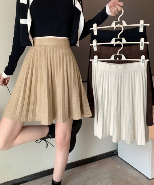 Miniministore(ミニミニストア)の「プリーツスカート 編み レディース 韓国(スカート・レディース・ベージュ/アイボリー/ブラック・FREE)」の7枚目の写真