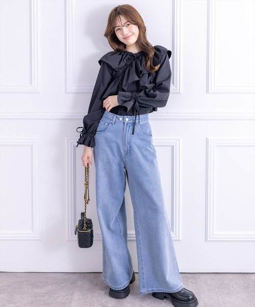 clear（クリア）の「ワイドデニムパンツ[骨格ナチュラル]≪2024AW新作≫（デニムパンツ・レディース・ブラック/ライトブルー・S/M）」の12枚目の写真