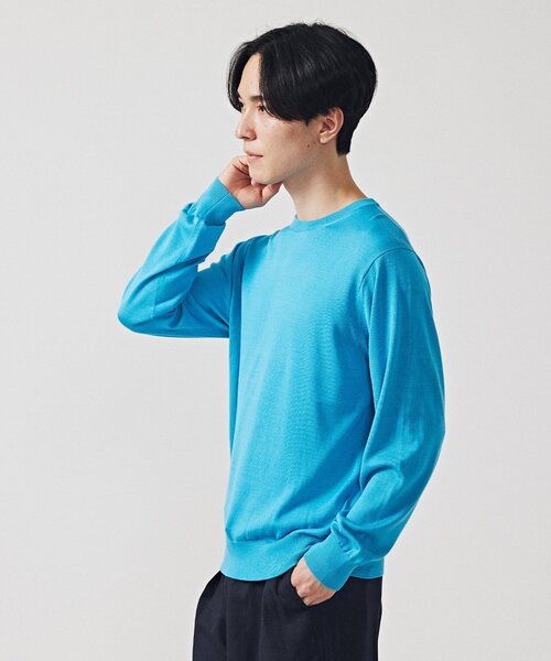 EDIFICE（エディフィス）の「14ゲージ シルクミックス プレーティング クルーネックニット（ニット/セーター・メンズ・ブラック/ブラウン/ブルー・SMALL/MEDIUM/LARGE）」の21枚目の写真