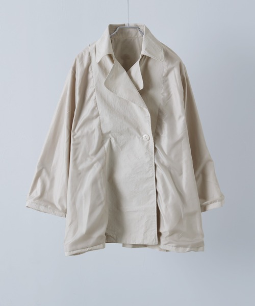 etoll.(エトル)の「トレンチ風Aラインミドルコート(トレンチコート・レディース・ブラック/アイボリー/グレイッシュベージュ・M/L)」の5枚目の写真