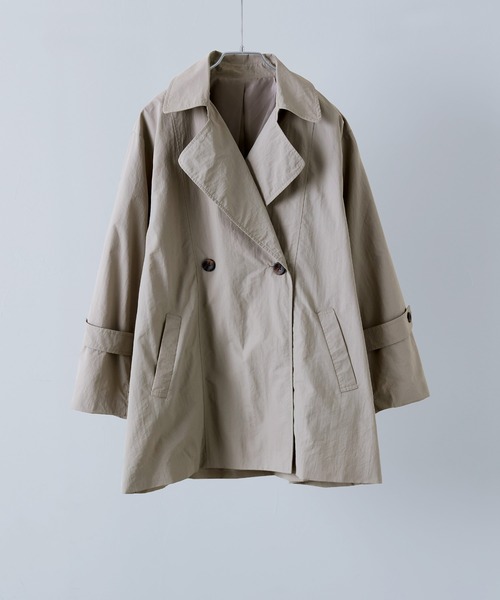 etoll.(エトル)の「トレンチ風Aラインミドルコート(トレンチコート・レディース・ブラック/アイボリー/グレイッシュベージュ・M/L)」の9枚目の写真