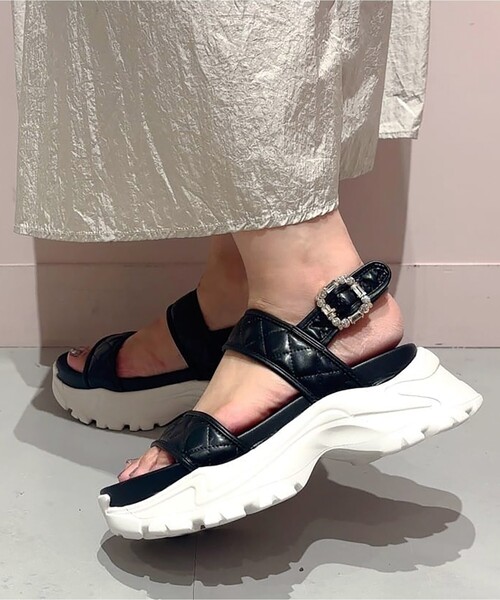 厚底 スポーツ サンダル 3色 キルティング 韓国 レザー nr0059 セール】厚底キルティングスポサン 24SS（サンダル）｜ESPERANZA