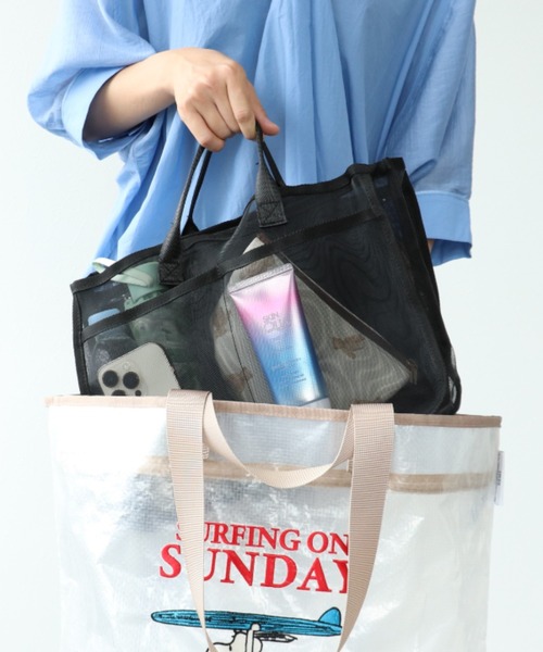 Three Four Time（ｽﾘｰﾌｫｰﾀｲﾑ）の「A4メッシュバッグインバッグ（エコバッグ/サブバッグ・レディース・ブラック/ブルー/シルバー・FREE）」の21枚目の写真