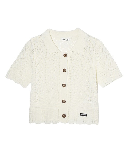 MILKFED.（ミルクフェド）の「LACE KNIT CARDIGAN（カーディガン/ボレロ・レディース・ライトブルー/ブラック/オフホワイト・ONE SIZE）」の2枚目の写真