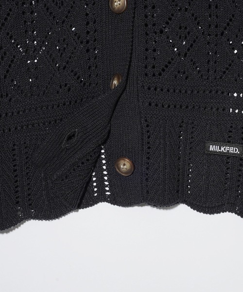 MILKFED.（ミルクフェド）の「LACE KNIT CARDIGAN（カーディガン/ボレロ・レディース・ライトブルー/ブラック/オフホワイト・ONE SIZE）」の6枚目の写真