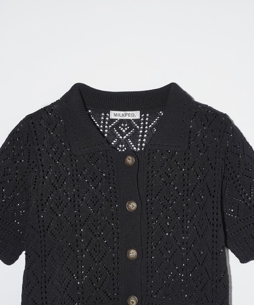 MILKFED.（ミルクフェド）の「LACE KNIT CARDIGAN（カーディガン/ボレロ・レディース・ライトブルー/ブラック/オフホワイト・ONE SIZE）」の9枚目の写真