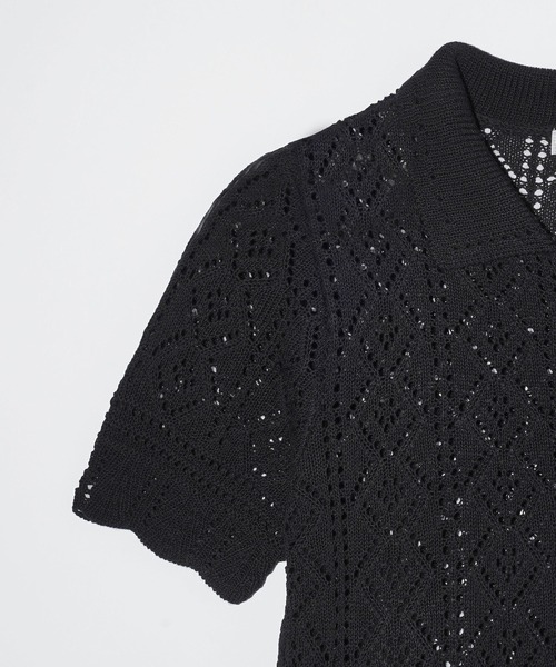 MILKFED.（ミルクフェド）の「LACE KNIT CARDIGAN（カーディガン/ボレロ・レディース・ライトブルー/ブラック/オフホワイト・ONE SIZE）」の4枚目の写真