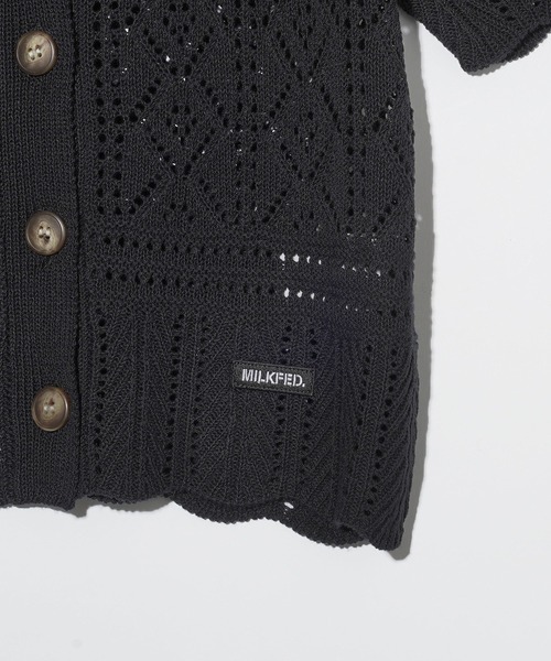 MILKFED.（ミルクフェド）の「LACE KNIT CARDIGAN（カーディガン/ボレロ・レディース・ライトブルー/ブラック/オフホワイト・ONE SIZE）」の5枚目の写真