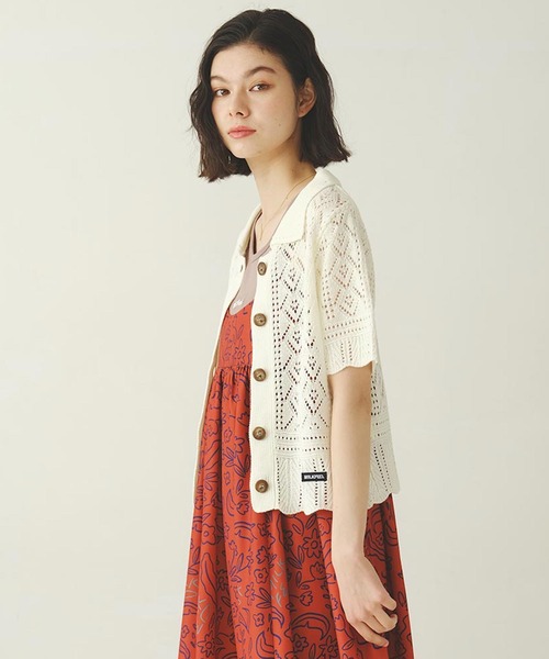 MILKFED.（ミルクフェド）の「LACE KNIT CARDIGAN（カーディガン/ボレロ・レディース・ライトブルー/ブラック/オフホワイト・ONE SIZE）」の12枚目の写真