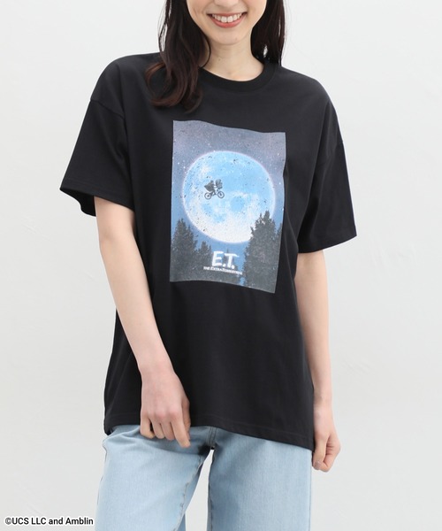 Honeys（ハニーズ）の「Ｅ．Ｔ．／ゆるＴシャツ（Tシャツ/カットソー・レディース・ブラック/オフホワイト/スミクロ・S/M/L/LL）」の8枚目の写真
