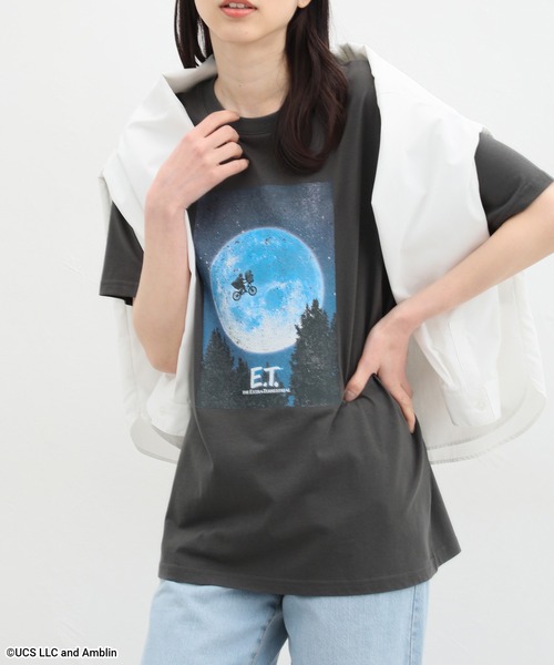Honeys（ハニーズ）の「Ｅ．Ｔ．／ゆるＴシャツ（Tシャツ/カットソー・レディース・ブラック/オフホワイト/スミクロ・S/M/L/LL）」の11枚目の写真