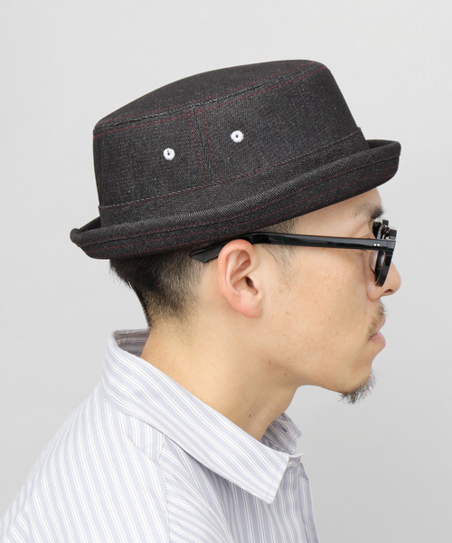 Ruben（ルーベン）の「デニム ポークパイハット（ハット・メンズ・ネイビー/ホワイト系その他/ブラック・FREE）」の13枚目の写真