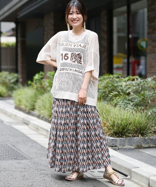 チチカカ(チチカカ)の「メッシュニットロゴプルオーバー(Tシャツ/カットソー・レディース・カーキ/アイボリー・FREE)」の3枚目の写真