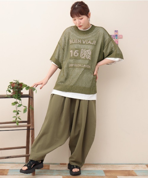 チチカカ(チチカカ)の「メッシュニットロゴプルオーバー(Tシャツ/カットソー・レディース・カーキ/アイボリー・FREE)」の4枚目の写真