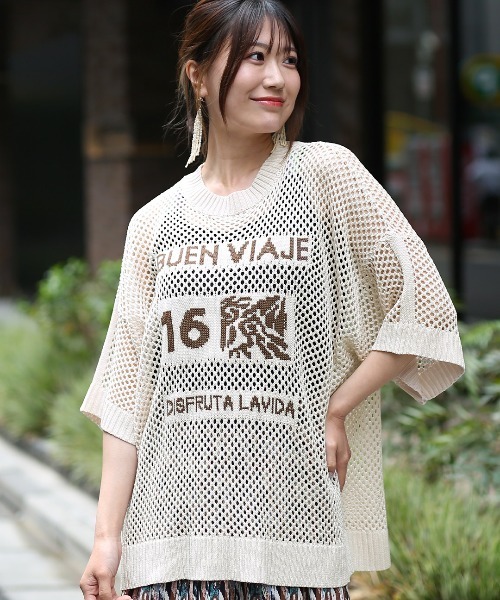 チチカカ(チチカカ)の「メッシュニットロゴプルオーバー(Tシャツ/カットソー・レディース・カーキ/アイボリー・FREE)」の20枚目の写真