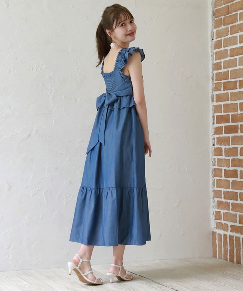 Cheek（チーク）の「バックリボンシャーリングジャンスカ（ジャンパースカート・レディース・グリーン/ブラック/ブルー・MEDIUM）」の3枚目の写真