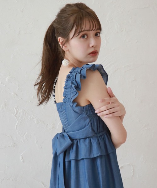 Cheek（チーク）の「バックリボンシャーリングジャンスカ（ジャンパースカート・レディース・グリーン/ブラック/ブルー・MEDIUM）」の15枚目の写真