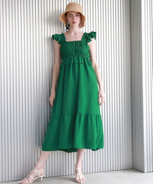 Cheek（チーク）の「バックリボンシャーリングジャンスカ（ジャンパースカート・レディース・グリーン/ブラック/ブルー・MEDIUM）」の4枚目の写真