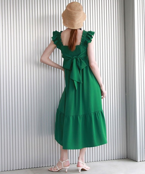 Cheek（チーク）の「バックリボンシャーリングジャンスカ（ジャンパースカート・レディース・グリーン/ブラック/ブルー・MEDIUM）」の5枚目の写真