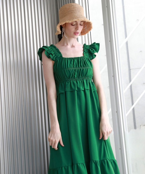 Cheek（チーク）の「バックリボンシャーリングジャンスカ（ジャンパースカート・レディース・グリーン/ブラック/ブルー・MEDIUM）」の7枚目の写真