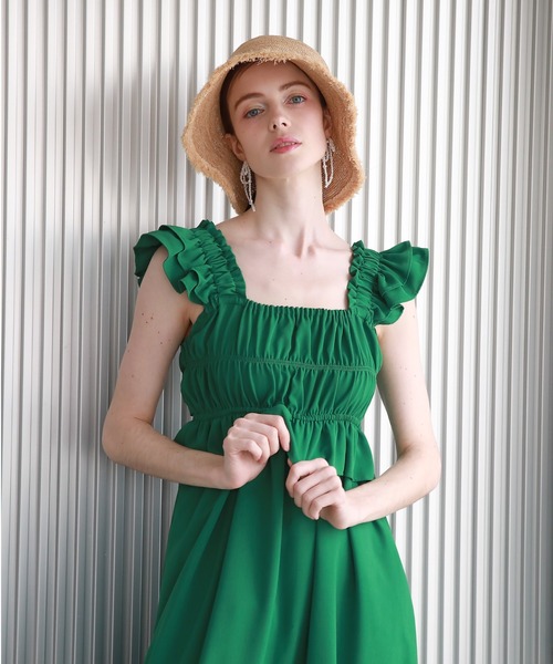 Cheek（チーク）の「バックリボンシャーリングジャンスカ（ジャンパースカート・レディース・グリーン/ブラック/ブルー・MEDIUM）」の11枚目の写真