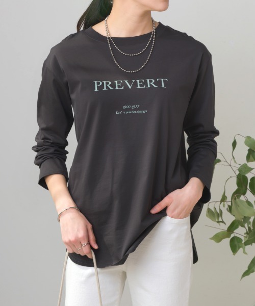 Bou Jeloud(ブージュルード)の「WシルケットロゴロンT(Tシャツ/カットソー・レディース・オフホワイト/チャコールグレー・FREE)」の1枚目の写真