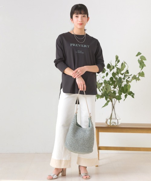 Bou Jeloud(ブージュルード)の「WシルケットロゴロンT(Tシャツ/カットソー・レディース・オフホワイト/チャコールグレー・FREE)」の11枚目の写真
