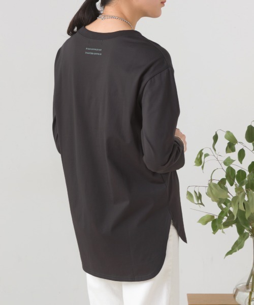 Bou Jeloud(ブージュルード)の「WシルケットロゴロンT(Tシャツ/カットソー・レディース・オフホワイト/チャコールグレー・FREE)」の6枚目の写真