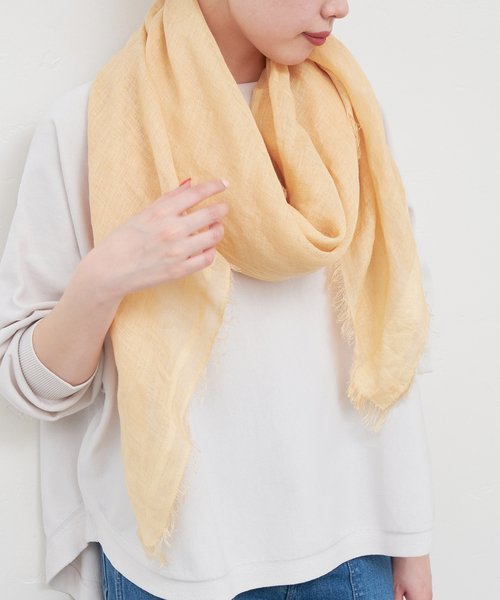 IENA（イエナ）の「【NIMNIMDUAI/ニムニムデュアイ】SQUARE LINEN GAUZE リネンガーゼ スクエア（ストール/ショール・レディース・ブラック系その他/シャーベット/グリーン/ライトグリーン・FREE）」の12枚目の写真
