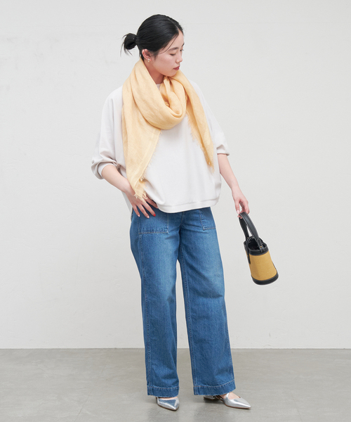 IENA（イエナ）の「【NIMNIMDUAI/ニムニムデュアイ】SQUARE LINEN GAUZE リネンガーゼ スクエア（ストール/ショール・レディース・ブラック系その他/シャーベット/グリーン/ライトグリーン・FREE）」の14枚目の写真