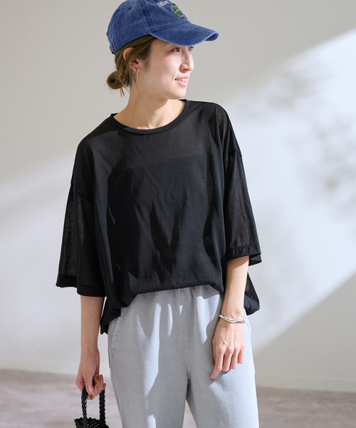 FRAMeWORK（フレームワーク）の「C/NYシアーTEE（Tシャツ/カットソー・レディース・ブラック/サックスブルー/ベージュ・FREE）」の7枚目の写真