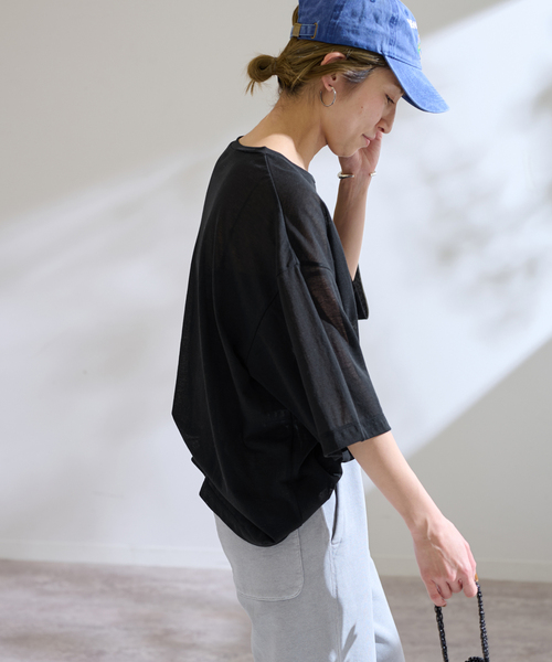 FRAMeWORK（フレームワーク）の「C/NYシアーTEE（Tシャツ/カットソー・レディース・ブラック/サックスブルー/ベージュ・FREE）」の9枚目の写真