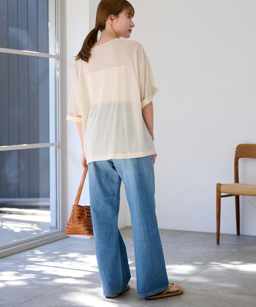 FRAMeWORK（フレームワーク）の「C/NYシアーTEE（Tシャツ/カットソー・レディース・ブラック/サックスブルー/ベージュ・FREE）」の21枚目の写真