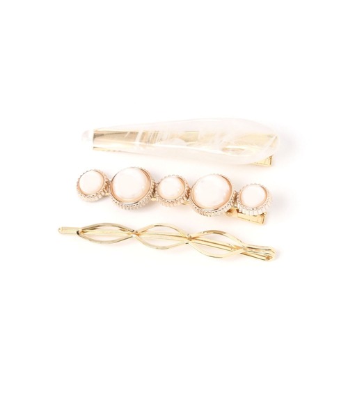 LAKOLE（ラコレ）の「パール×マーブルヘアピンセット2 / 114219（ヘアピン・レディース・オフホワイト/グレー・FREE）」の3枚目の写真