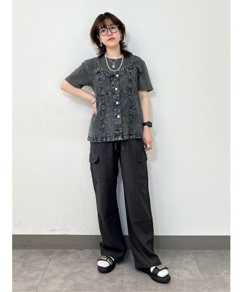 BACK NUMBER（バックナンバー）の「【BACK NUMBER】接触冷感カーゴイージーパンツ（カーゴパンツ・レディース・ダークグレー/カーキブラウン・S/M/L）」の3枚目の写真