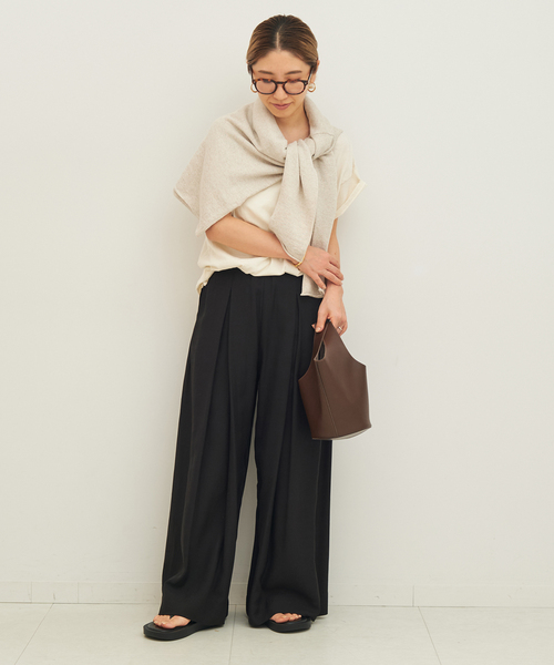 plage(プラージュ)の「【NEARBYME/ニアーバイミー】 別注 SILKY ワイドパンツ(スラックス・レディース・ブラック・36/38)」の13枚目の写真