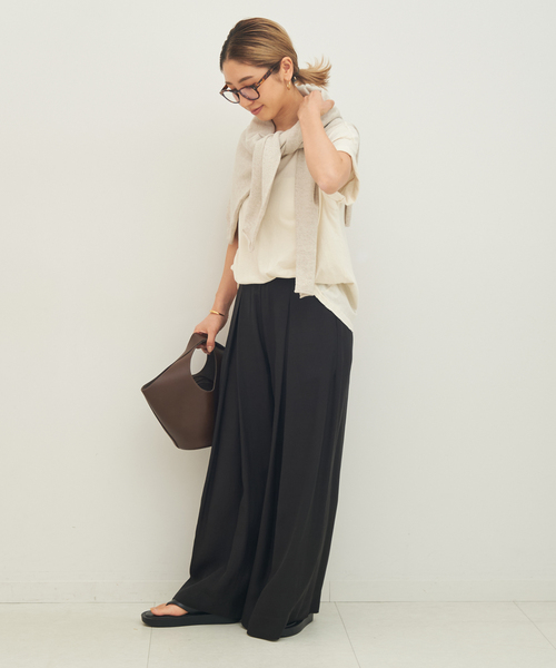 plage(プラージュ)の「【NEARBYME/ニアーバイミー】 別注 SILKY ワイドパンツ(スラックス・レディース・ブラック・36/38)」の15枚目の写真