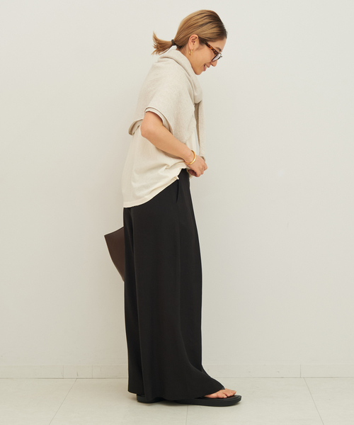 plage(プラージュ)の「【NEARBYME/ニアーバイミー】 別注 SILKY ワイドパンツ(スラックス・レディース・ブラック・36/38)」の18枚目の写真