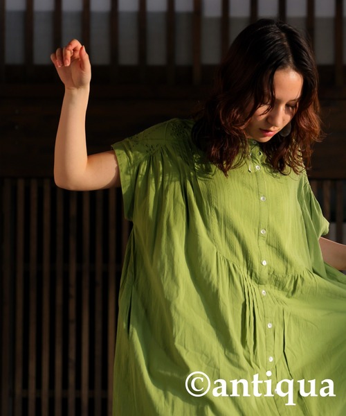 antiqua(アンティカ)の「シャツワンピース(シャツワンピース・レディース・ライトグリーン/ブラック・R/P)」の21枚目の写真