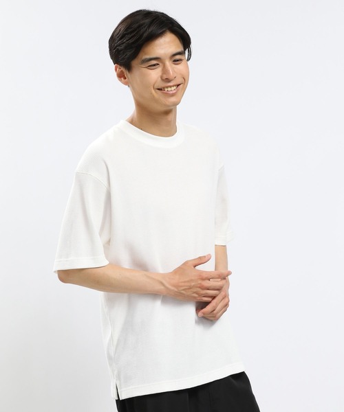 GLOBAL WORK Smile Seed Store（グローバルワーク スマイルシードストア）の「速乾ワッフルＴシャツ半袖/991893（Tシャツ/カットソー・メンズ・グレイッシュベージュ/ブラック/グレー/オフホワイト・SMALL/X-LARGE/MEDIUM/LARGE）」の2枚目の写真