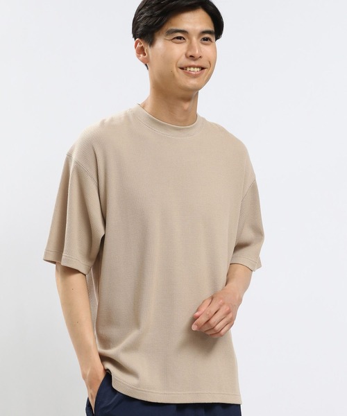 GLOBAL WORK Smile Seed Store（グローバルワーク スマイルシードストア）の「速乾ワッフルＴシャツ半袖/991893（Tシャツ/カットソー・メンズ・グレイッシュベージュ/ブラック/グレー/オフホワイト・SMALL/X-LARGE/MEDIUM/LARGE）」の4枚目の写真