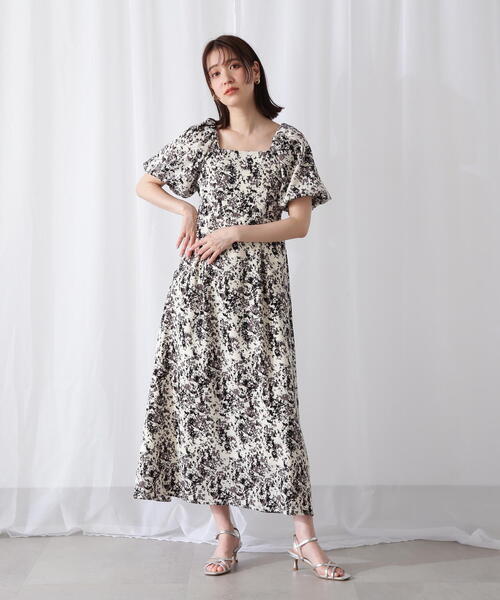 N.（N. Natural Beauty Basic）（エヌエヌナチュラルビューティーベーシック）の「◆スクエアネックバルーンプリントワンピース（ワンピース・レディース・グレー系その他/ブラック系その他・MEDIUM/SMALL）」の14枚目の写真