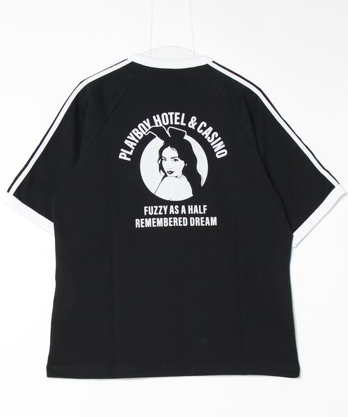 PLAYBOY（プレイボーイ）の「【WEB限定】[PLAYBOY×SEQUENZ/プレイボーイ×シークエンズ] バックプリントラインTシャツ（Tシャツ/カットソー・レディース・ブラック/オートミール・M/L）」の3枚目の写真