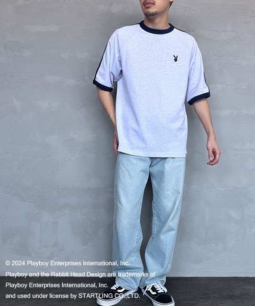 PLAYBOY（プレイボーイ）の「【WEB限定】[PLAYBOY×SEQUENZ/プレイボーイ×シークエンズ] バックプリントラインTシャツ（Tシャツ/カットソー・レディース・ブラック/オートミール・M/L）」の19枚目の写真