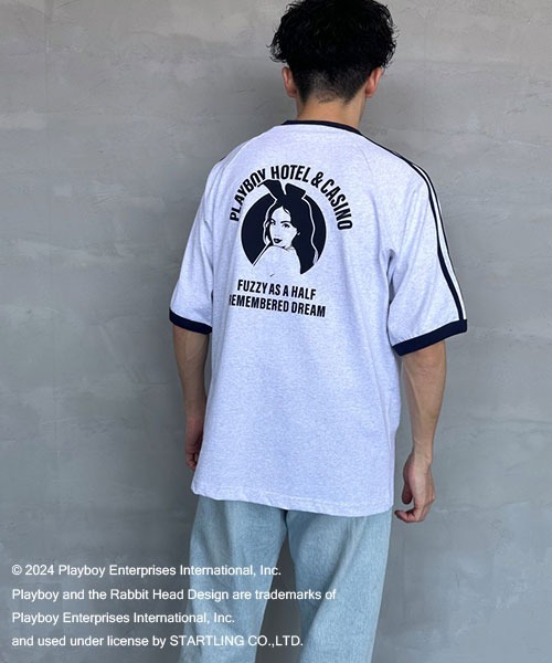 PLAYBOY（プレイボーイ）の「【WEB限定】[PLAYBOY×SEQUENZ/プレイボーイ×シークエンズ] バックプリントラインTシャツ（Tシャツ/カットソー・レディース・ブラック/オートミール・M/L）」の18枚目の写真